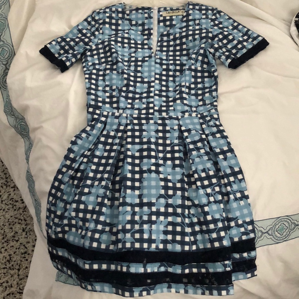 blue floral dress